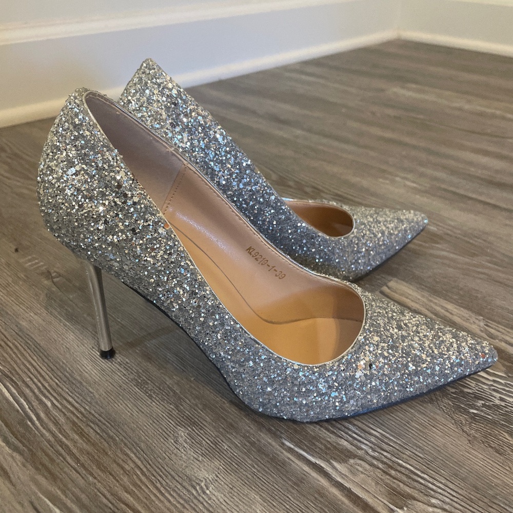 Sparkly Silver Prom Heels
